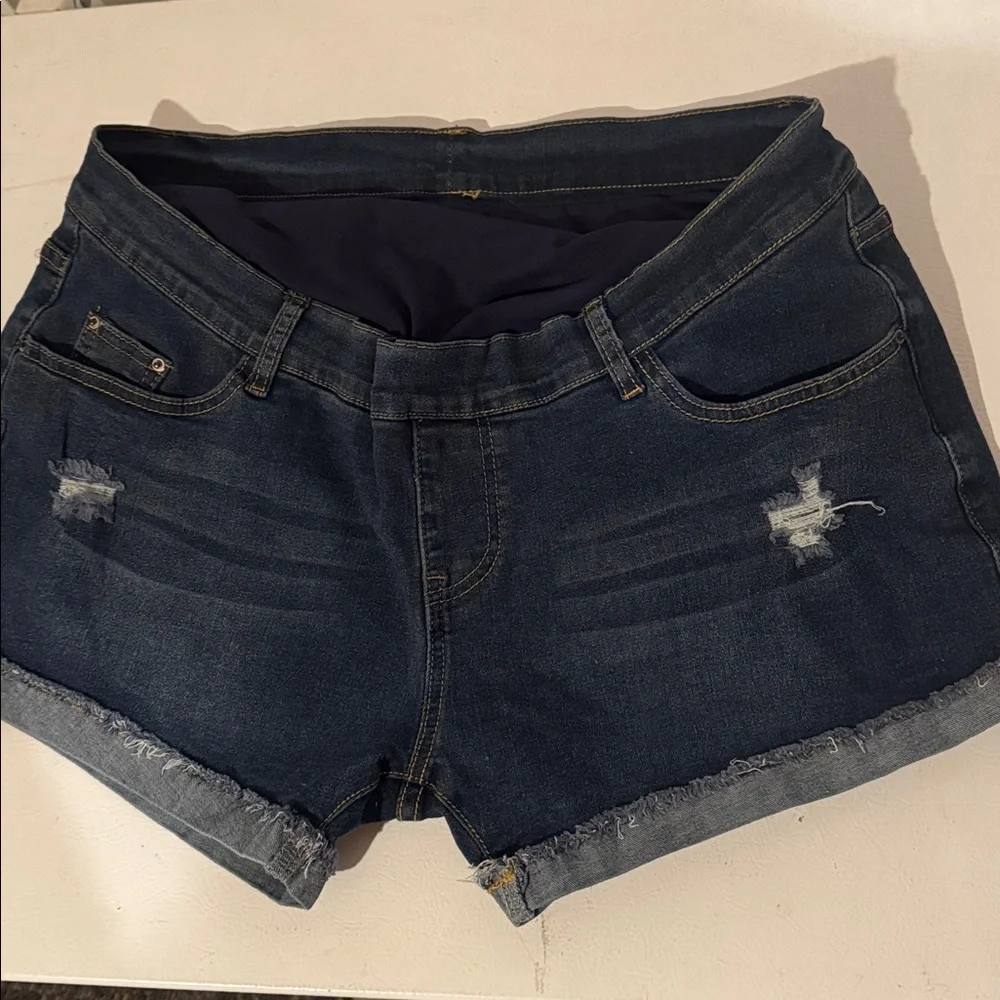 fitglam Women's Maternity Over Belly Pregnancy Shorts with Pockets,Size XL